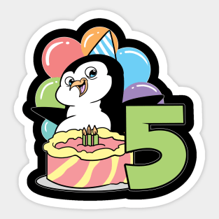 Fifth 5th Birthday Penguin Children's Birthday Sticker